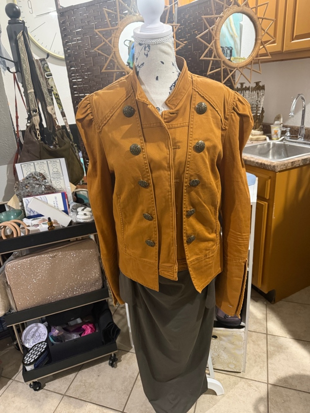 Double-Breasted Mustard Utility Jacket by Free People